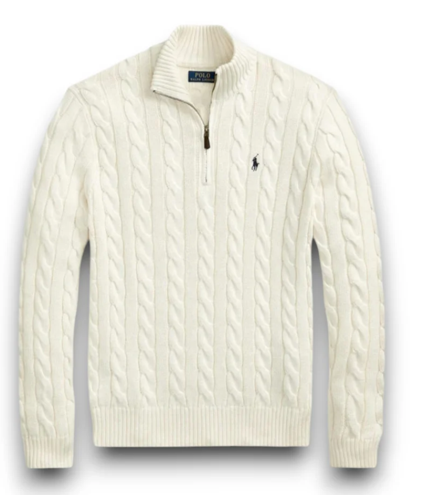 Polo White Quarter zip