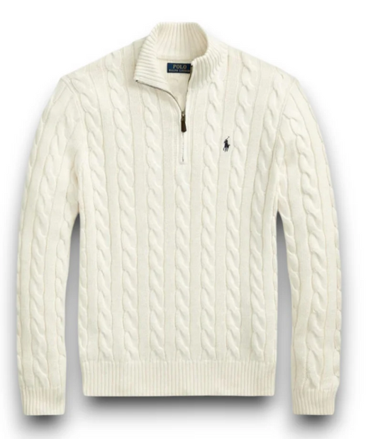 Polo White Quarter zip