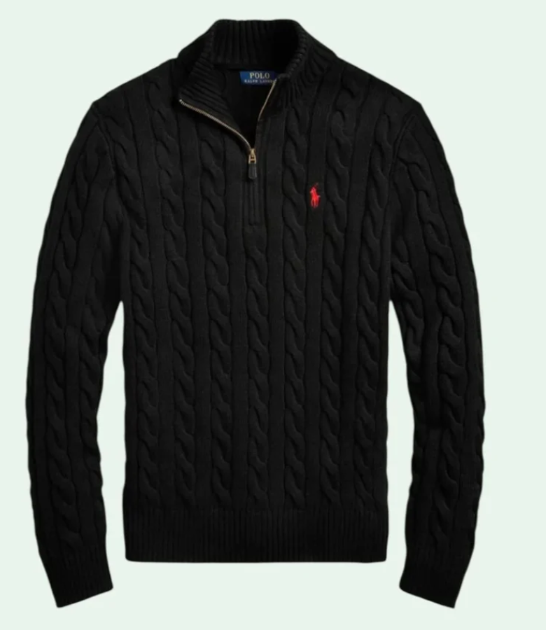 Quarter Zip Polo Knit Black